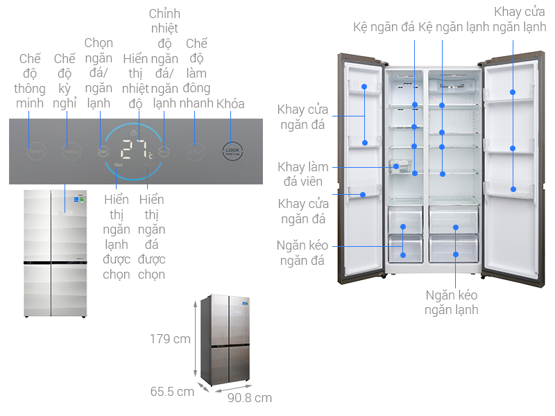 Thông số kỹ thuật Tủ lạnh Aqua Inverter 565 lít AQR-IG585AS GS