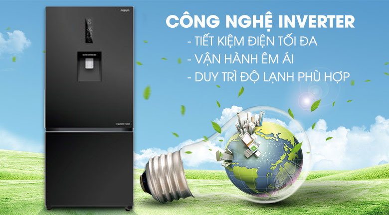 Công nghệ Inverter tiết kiệm điện - Tủ lạnh Aqua Inverter 320 lít AQR-IW378EB BS