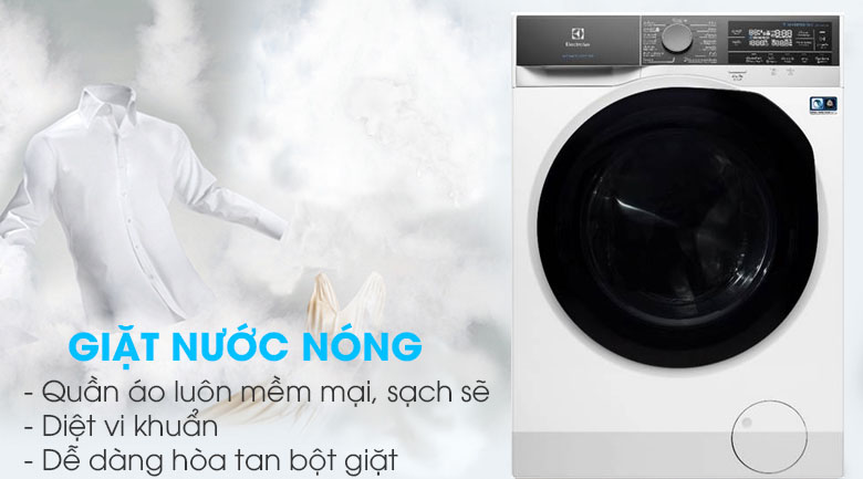 Chế độ giặt nước nóng hòa tan hoàn toàn bột giặt - Máy giặt sấy Electrolux Inverter 10 kg EWW1042AEWA