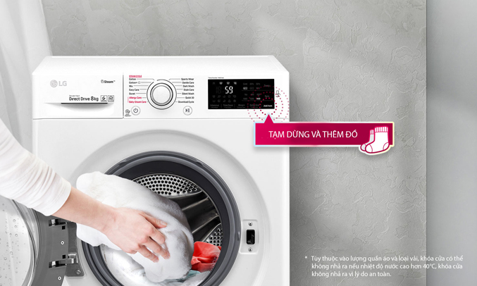 Máy giặt LG 8KG FC1408S4W2 có 14 chương trình giặt sạch phù hợp với từng loại áo quần