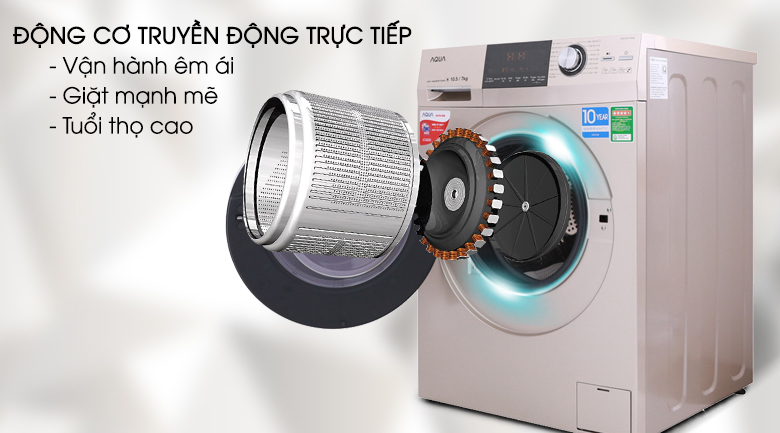 Truyền động trực tiếp - Máy giặt sấy Aqua Inverter 10.5Kg AQD-DH1050C N