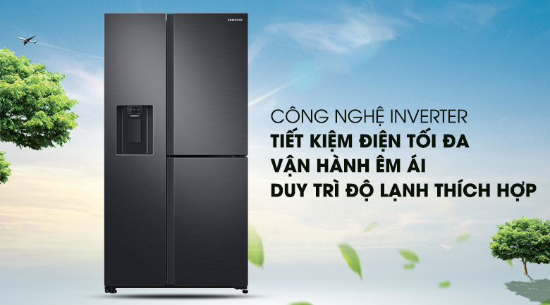Công nghệ Inverter tiết kiệm điện, giúp tủ lạnh vận hành êm ái - Tủ lạnh Samsung Inverter 602 lít RS65R5691B4/SV Mẫu 2019
