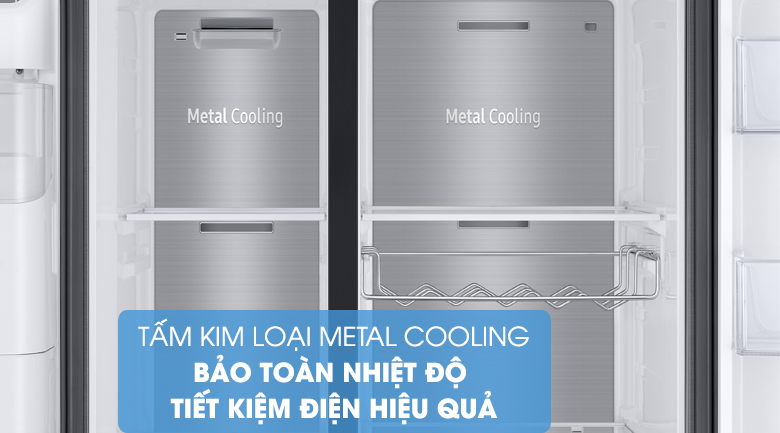 Hạn chế mất nhiệt với tấm chắn giữ nhiệt Metal Cooling - Tủ lạnh Samsung Inverter 602 lít RS65R5691B4/SV Mẫu 2019
