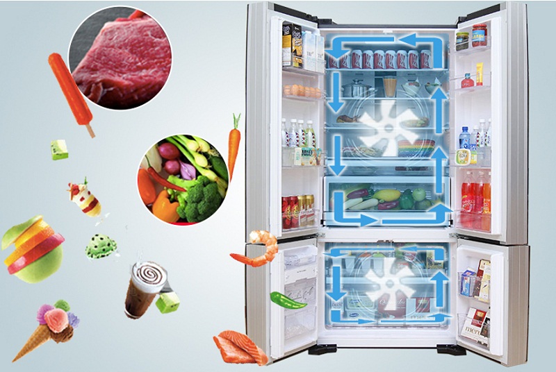 Hệ thống làm lạnh kép hiệu quả, giúp thực phẩm không bị lẫn mùi vào nhau