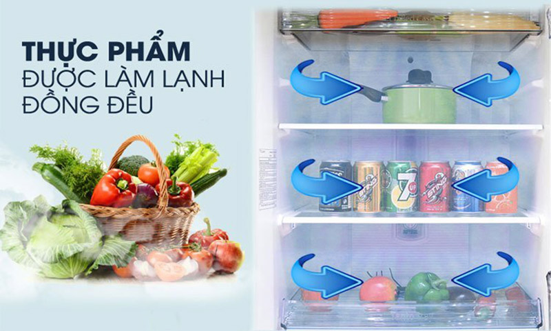 Thực phẩm được làm lạnh đồng đều, hiệu quả ngay cả khi chứa đầy trong tủ với công nghệ Panorama
