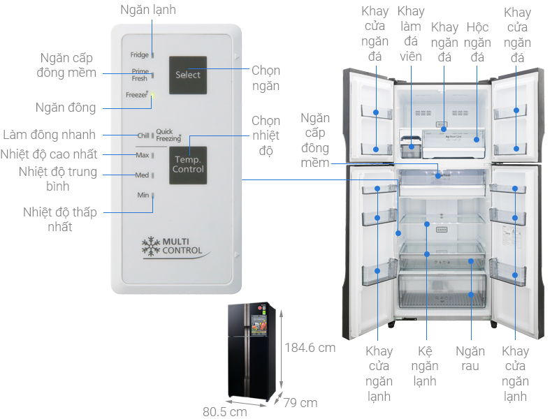 Thông số kỹ thuật Tủ lạnh Panasonic Inverter 550 lít NR-DZ600GKVN