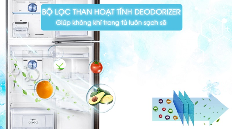 Bảo vệ sức khỏe với bộ lọc than hoạt tính - Tủ lạnh Samsung Inverter 299 lít RT29K5532DX/SV