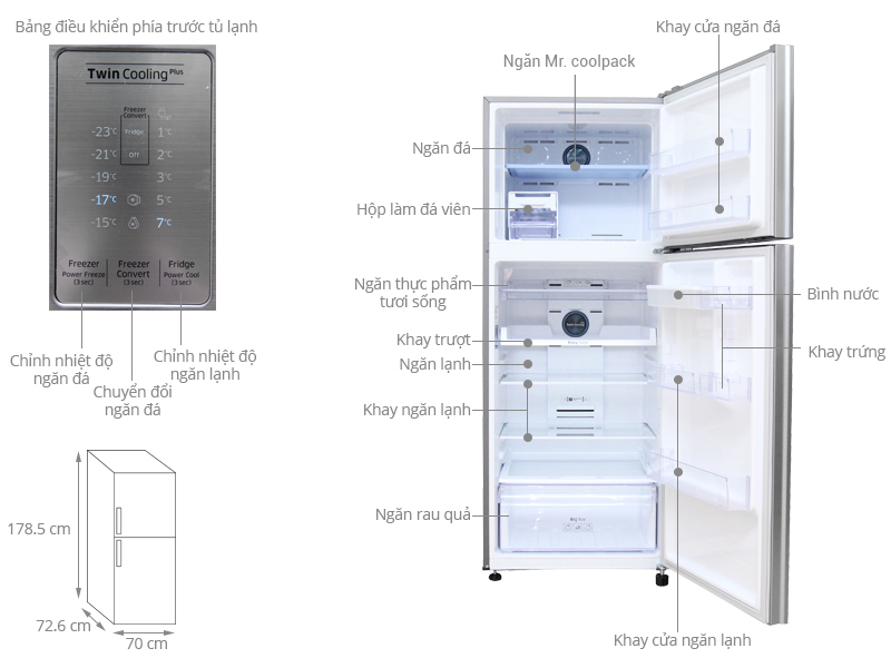 Thông số kỹ thuật Tủ lạnh Samsung 442 lít RT43K6631SL/SV