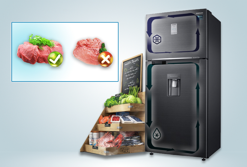 Công nghệ Twin Cooling Plus (hệ thống làm lạnh hai dàn lạnh) đã mang đến cho tủ lạnh Samsung RT50K6631BS/SV một khả năng làm lạnh có thể giữ được độ ẩm cao 
