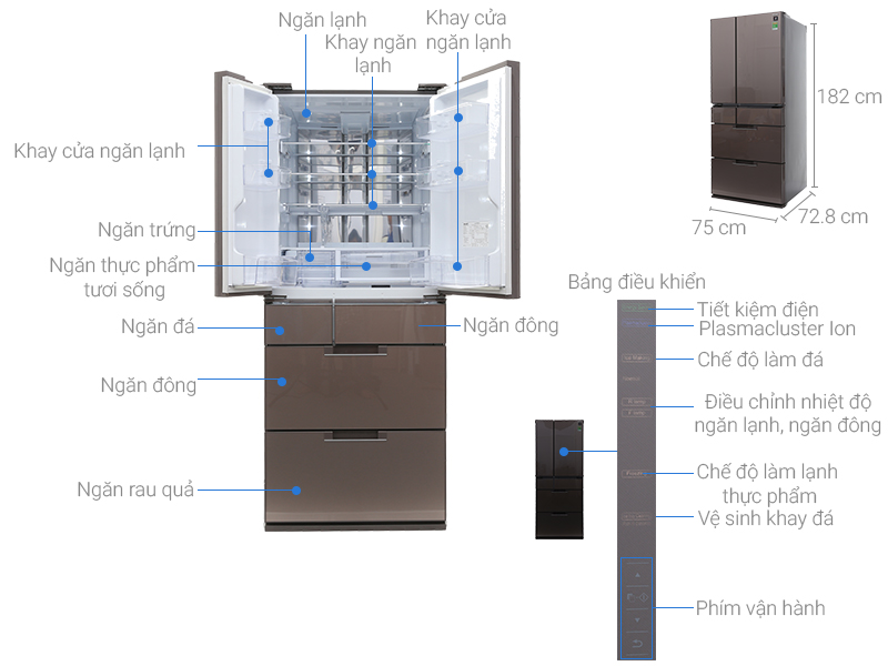 Thông số kỹ thuật Tủ lạnh Sharp Inverter 601 lít SJ-GF60A-T