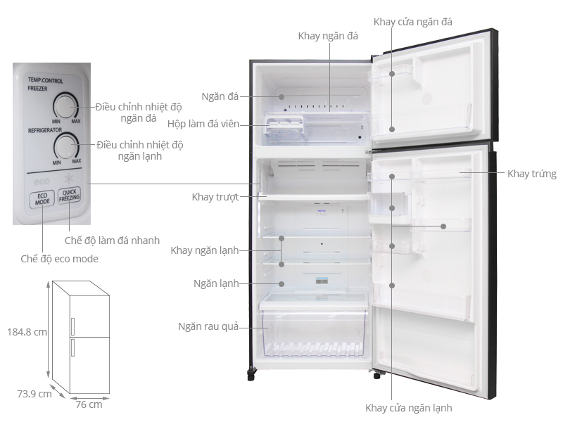 Thông số kỹ thuật Tủ lạnh Toshiba 505 lít GR-HG55VDZ XK