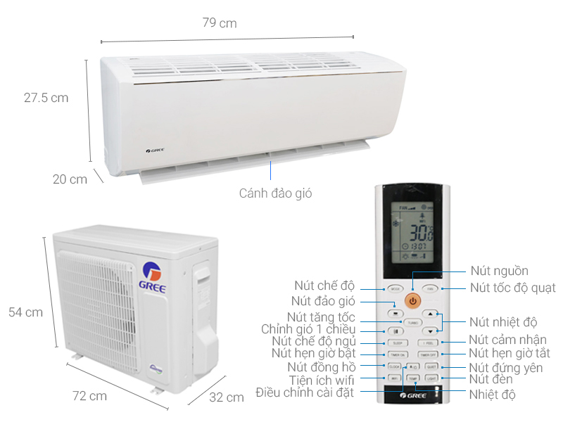 Thông số kỹ thuật Máy lạnh Gree Wifi Inverter 1.0 HP GWC09QB-K3DNB6B