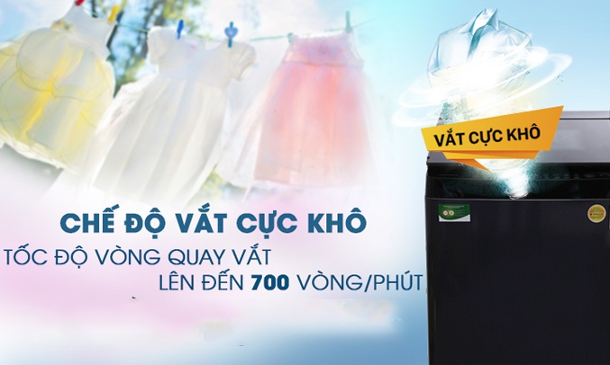 Máy giặt Toshiba 14 Kg AW-DUG1500WV có chế độ vắt cực khô lên đến 770 vòng/ phút vô cùng tiện lợi