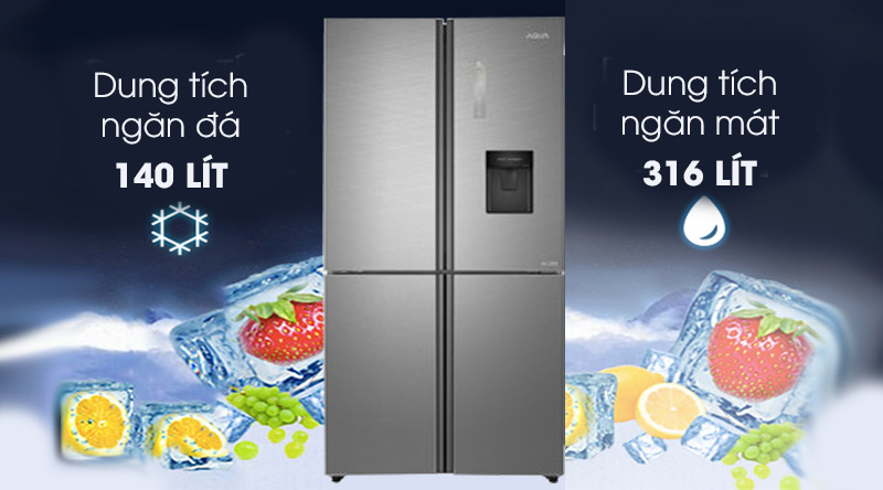 Tủ lạnh Aqua Inverter 456 lít AQR-IGW525EM GD - Dung tích 456 lít, phù hợp gia đình từ 4 – 5 người