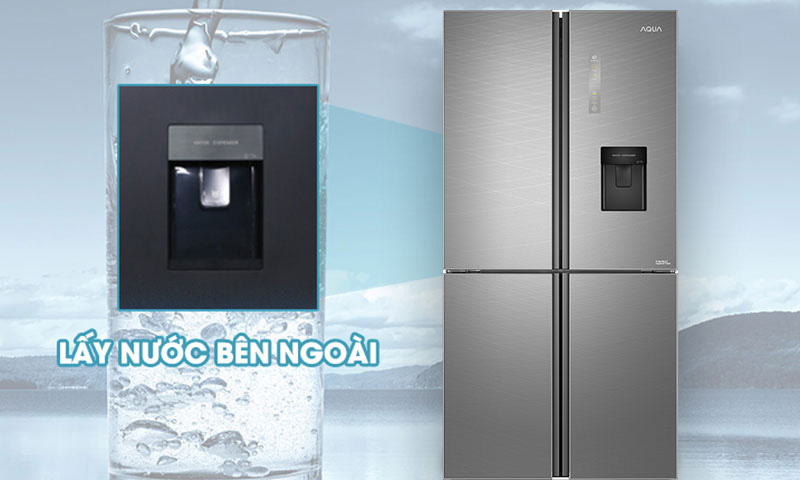 Tủ lạnh Aqua Inverter 456 lít AQR-IGW525EM GD - Nhanh chóng với tiện lợi lấy nước bên ngoài 