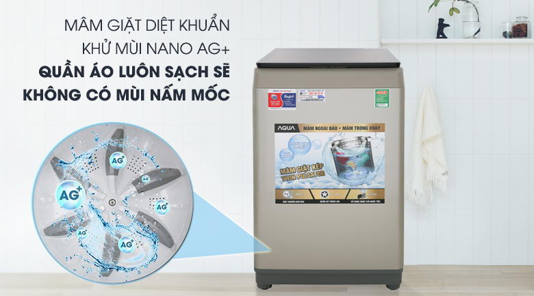 Mâm giặt diệt khuẩn - Máy giặt AQUA 9 Kg AQW-W90CT N Mẫu 2019