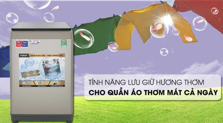 Lưu giữ hương thơm - Máy giặt AQUA 9 Kg AQW-W90CT N Mẫu 2019