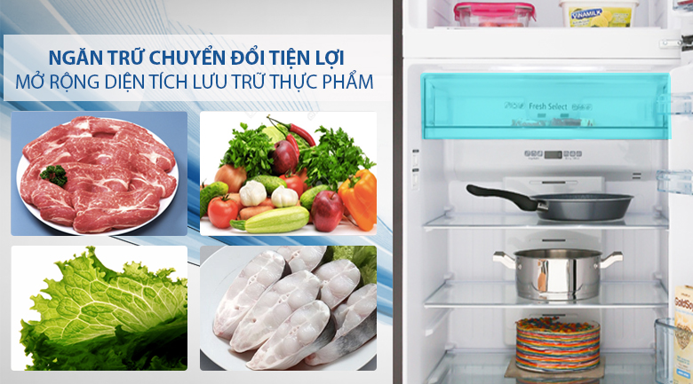 Tủ lạnh Hitachi Inverter 366 lít R-FG480PGV8 GBW-Mở rộng diện tích lưu trữ thực phẩm với ngăn trữ chuyển đổi tiện lợi