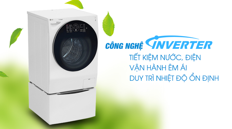 Tiết kiệm nước, điện hơn với công nghệ Inverter - Máy giặt sấy LG TWINWash Inverter 10.5 kg FG1405H3W1 & TG2402NTWW