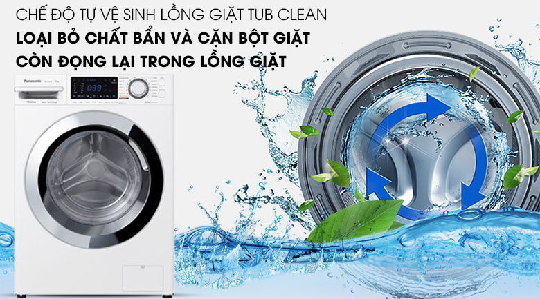 Tự vệ sinh lồng giặt - Máy giặt Panasonic Inverter 10 Kg NA-V10FG1WVT
