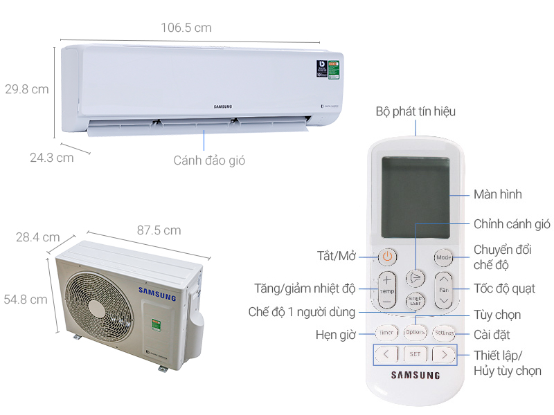 Thông số kỹ thuật Máy lạnh Samsung Inverter 2.0 HP AR18MVFHGWKNSV