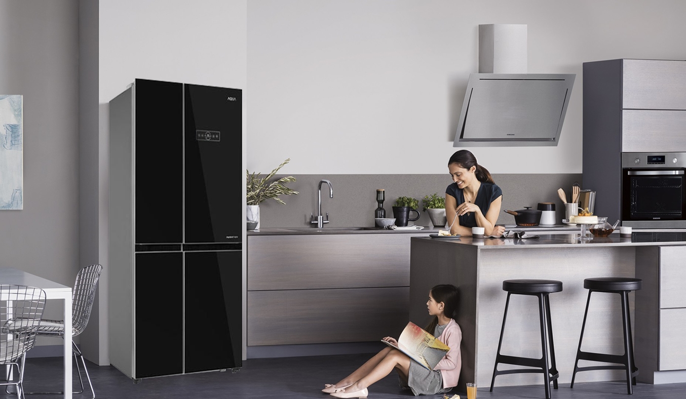 Tủ lạnh Aqua 518 lít AQR-IG585AS (GB) thiết kế Side by Side sang trọng và quý phái