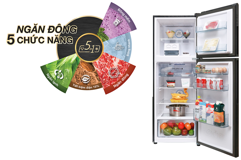Tủ lạnh Aqua Inveter 235 lít AQR-IG248EN (GB) - Ngăn đông với 5 chức năng tiện ích
