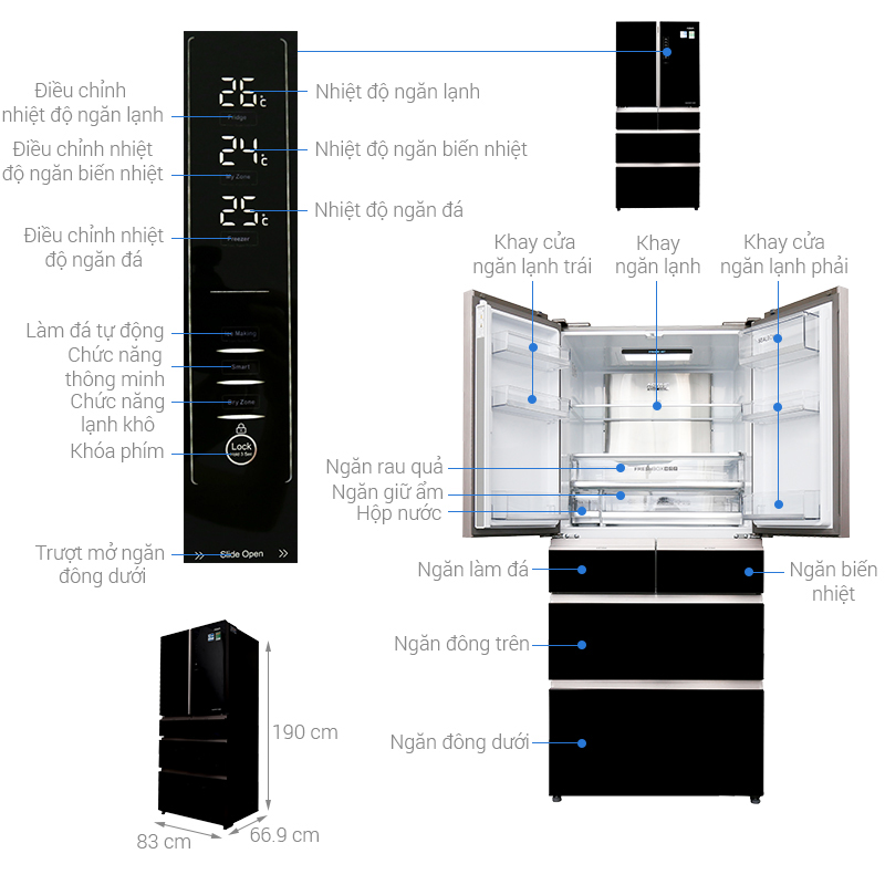 Thông số kỹ thuật Tủ lạnh Aqua Inverter 515 lít AQR-IG686AM GB