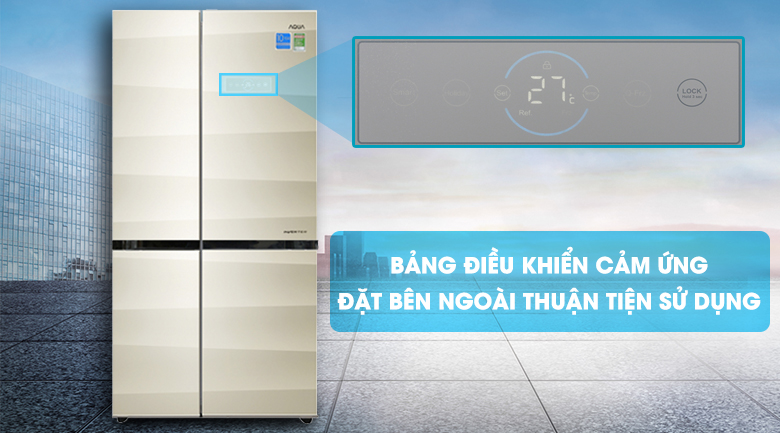 Bảng điều khiển cảm ứng thông minh - Tủ lạnh Aqua 565 lít AQR-IG585AS SG