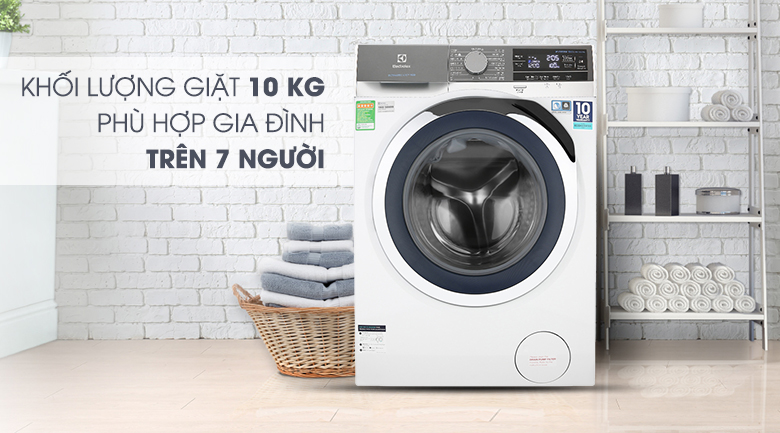 Máy giặt Electrolux Inverter 10 kg EWF1023BEWA - Khối lượng giặt 10 kg, phù hợp gia đình trên 7 người