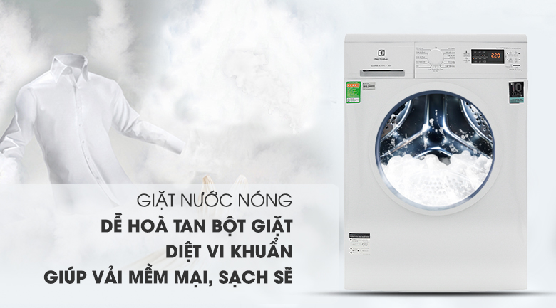 Giặt nước nóng - Máy giặt Electrolux Inverter 8 Kg EWF8025DGWA