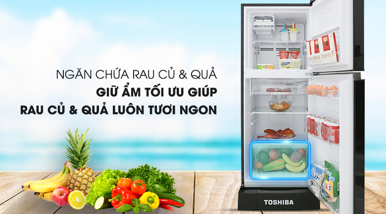 Giữ ẩm tốt cho rau củ với ngăn chứa cỡ lớn - Tủ lạnh Toshiba Inverter 194 lít GR-A25VM (UKG)